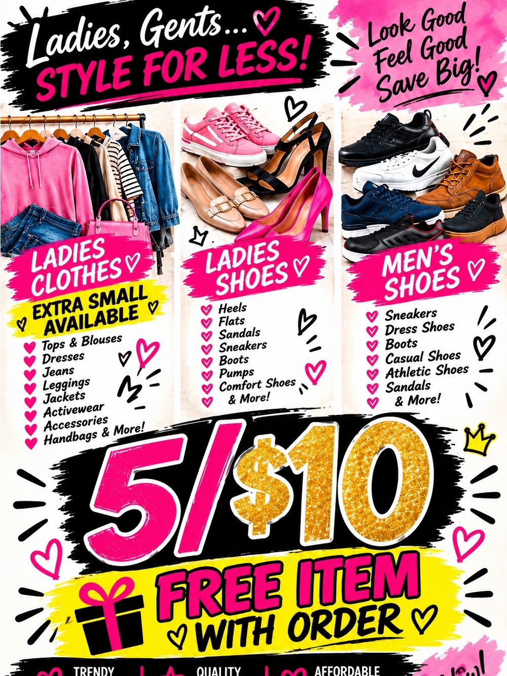 $4 or 5/$10 Size XS